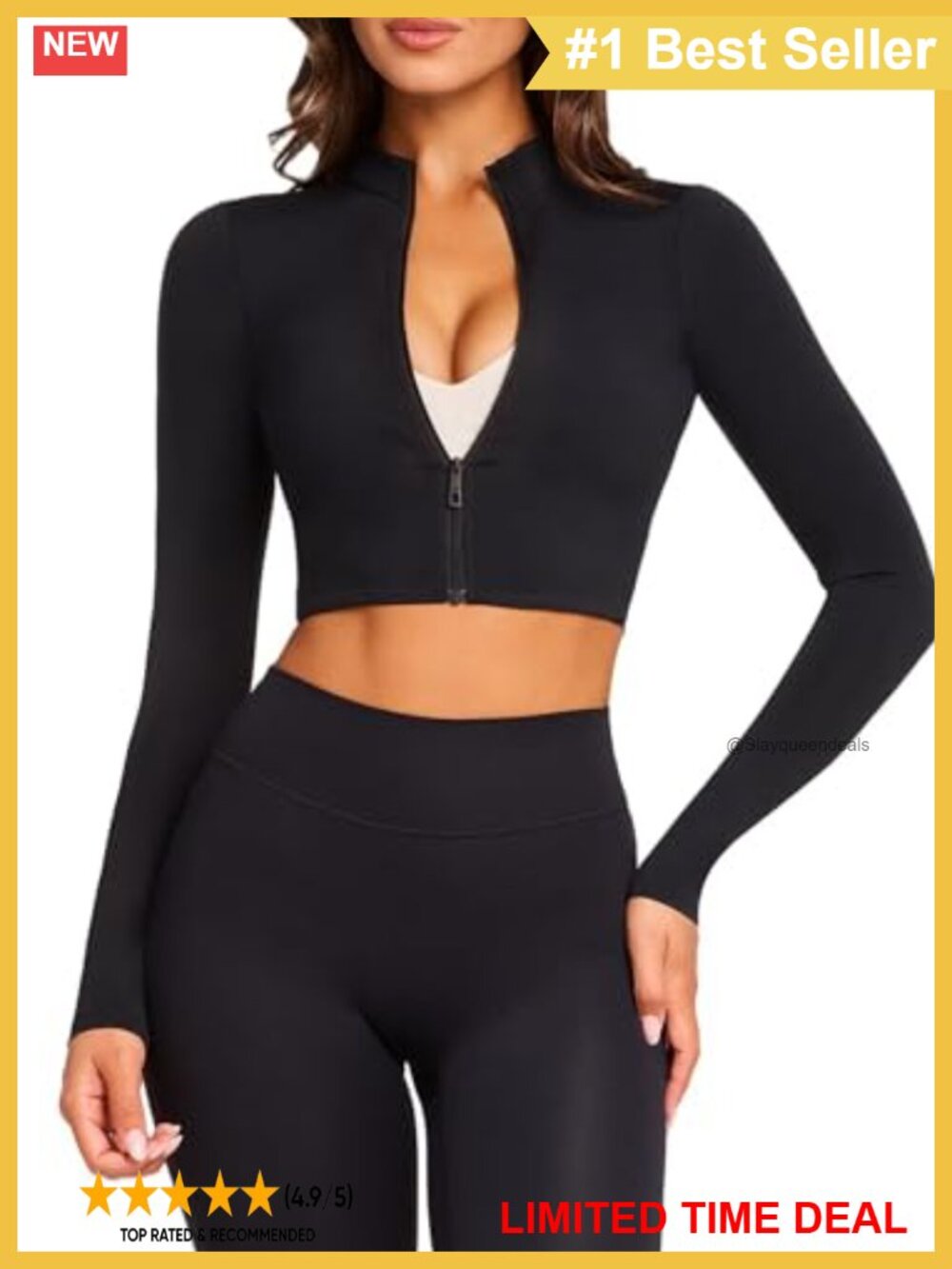 Women's Cropped Nylon Spandex Full Zip Workout Jacket Turtleneck